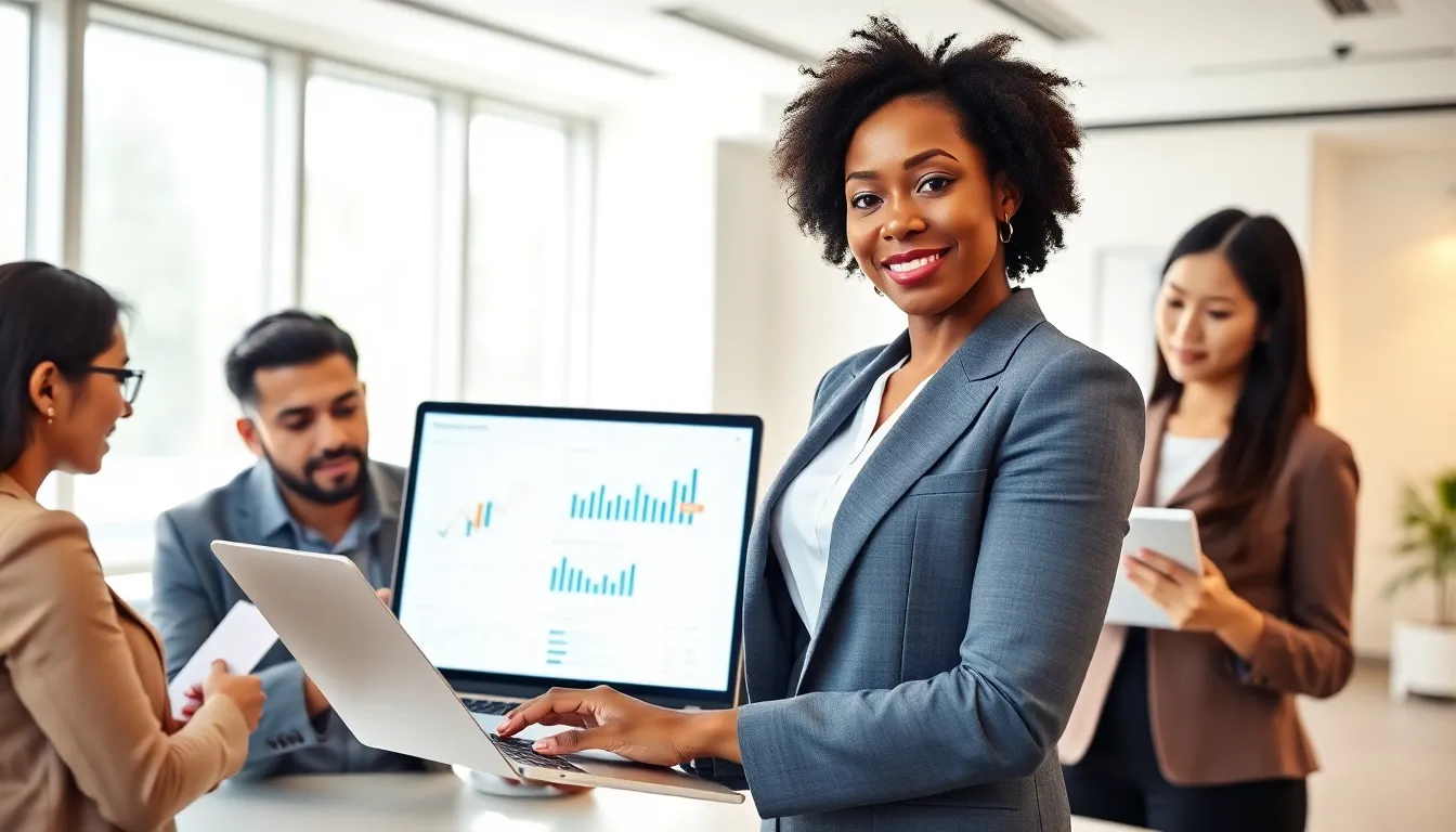 professionals discussing mortgage rates in a modern office setting.