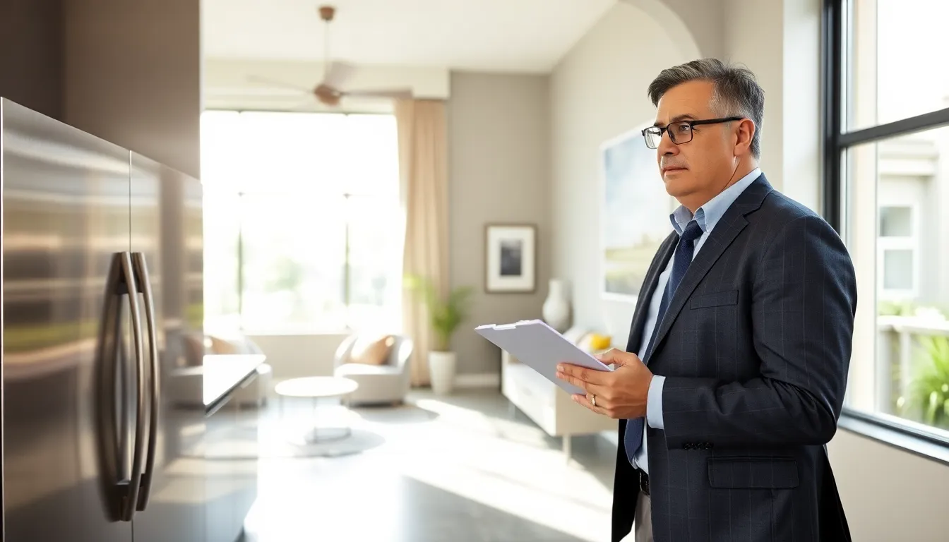 housing inspector examining a modern home interior.